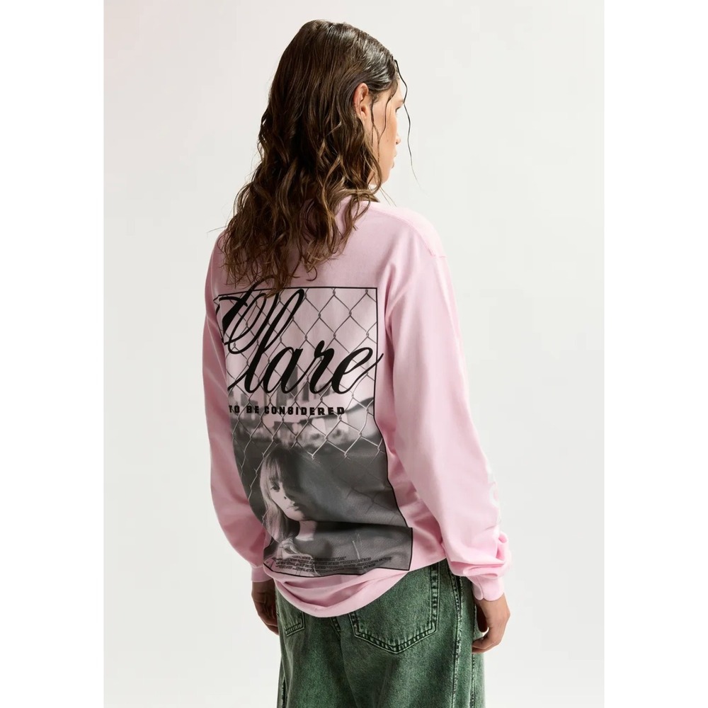 Essentiel Antwerp Pink Graphic Long Sleeve T-Shirt Size M Clare Star Print